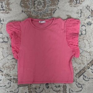 Zara Pink Short Sleeve Top ruffle top